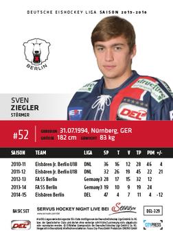 2015-16 Playercards Basic Serie 2 (DEL) #DEL-329 Sven Ziegler Back
