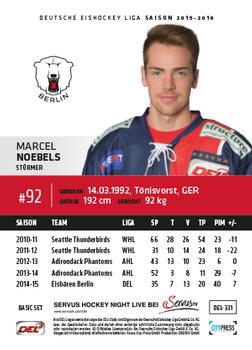 2015-16 Playercards Basic Serie 2 (DEL) #DEL-331 Marcel Noebels Back