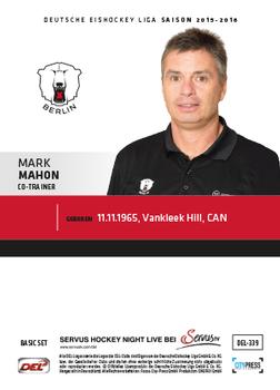 2015-16 Playercards Basic Serie 2 (DEL) #DEL-339 Mark Mahon Back