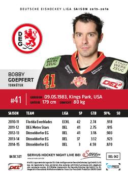 2015-16 Playercards Basic Serie 2 (DEL) #DEL-342 Bobby Goepfert Back