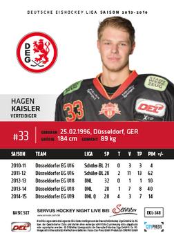 2015-16 Playercards Basic Serie 2 (DEL) #DEL-348 Hagen Kaisler Back
