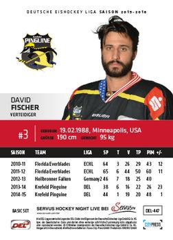 2015-16 Playercards Basic Serie 2 (DEL) #DEL-447 David Fischer Back