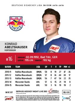 2015-16 Playercards Basic Serie 2 (DEL) #DEL-530 Konrad Abeltshauser Back