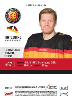 2015-16 Playercards Basic Serie 2 (DEL) #DEL-597 Bernhard Ebner Back
