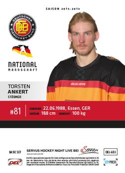 2015-16 Playercards Basic Serie 2 (DEL) #DEL-603 Torsten Ankert Back