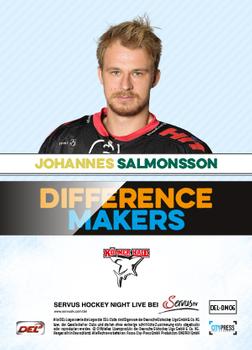 2015-16 Playercards Basic Serie 2 (DEL) - Difference Makers #DEL-DM06 Johannes Salmonsson Back