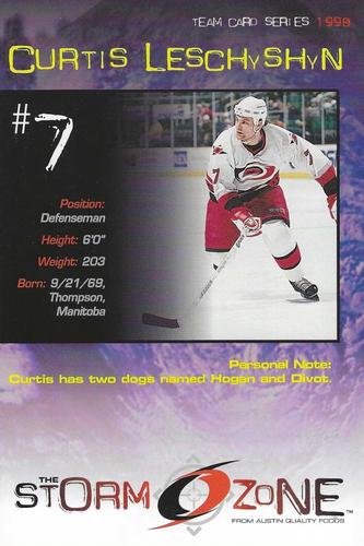 1998-99 Carolina Hurricanes The Storm Zone Postcards #NNO Curtis Leschyshyn Front