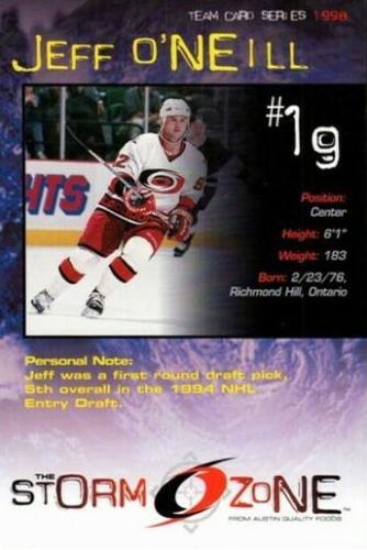 1998-99 Carolina Hurricanes The Storm Zone Postcards #NNO Jeff O'Neill Front