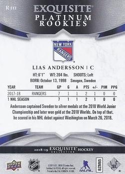 2018-19 Upper Deck Ice - Exquisite Collection Platinum Rookies #R10 Lias Andersson Back