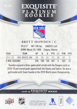 2018-19 Upper Deck Ice - Exquisite Collection Platinum Rookies #R20 Brett Howden Back