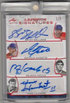 2018-19 Leaf Ultimate - Ultimate Hexo Signatures - Red #US6-03 Guy Lafleur / Guy Lapointe / Guy Carbonneau / Yvon Lambert / Rejean Houle / Larry Robinson Front