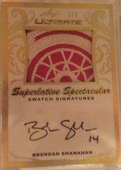 2018-19 Leaf Ultimate - Superlative Spectacular Swatch Signatures - Gold #SS-BS1 Brendan Shanahan Front
