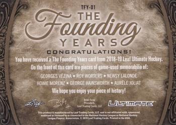 2018-19 Leaf Ultimate - The Founding Years - Red #TFY-01 Georges Vézina / Roy Worters / Newsy Lalonde / Howie Morenz / George Hainsworth / Aurèle Joliat Back
