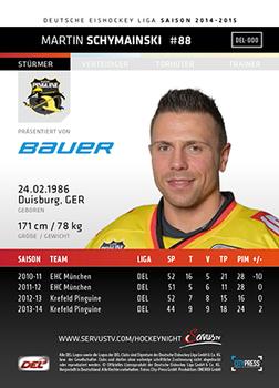 2014-15 Playercards (DEL) #DEL-148 Martin Schymainski Back