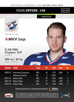2014-15 Playercards (DEL) #DEL-152 Youri Ziffzer Back