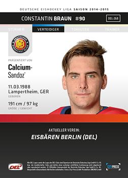 2014-15 Playercards (DEL) #DEL-268 Constantin Braun Back