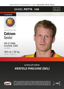 2014-15 Playercards (DEL) #DEL-283 Daniel Pietta Back