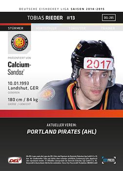 2014-15 Playercards (DEL) #DEL-285 Tobias Rieder Back
