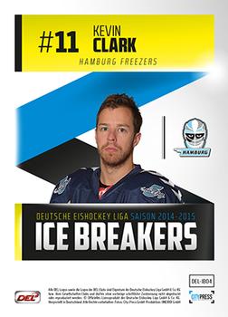 2014-15 Playercards (DEL) - Ice Breakers #DEL-IB04 Kevin Clark Back