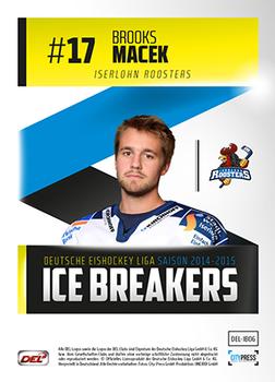 2014-15 Playercards (DEL) - Ice Breakers #DEL-IB06 Brooks Macek Back