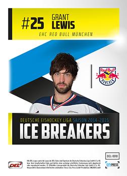 2014-15 Playercards (DEL) - Ice Breakers #DEL-IB10 Grant Lewis Back