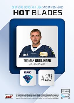 2014-15 Playercards (DEL) - Hot Blades #DEL-HB03 Thomas Greilinger Back
