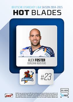 2014-15 Playercards (DEL) - Hot Blades #DEL-HB04 Alex Foster Back