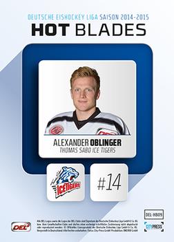 2014-15 Playercards (DEL) - Hot Blades #DEL-HB09 Alexander Oblinger Back