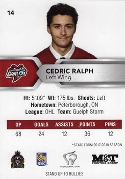 2018-19 Guelph Storm (OHL) Police #A-08 Cedric Ralph Back