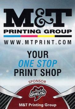 2018-19 Guelph Storm (OHL) Police #A-16 M&T Printing Group Front