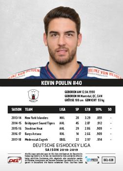 2018-19 Playercards (DEL) #DEL-028 Kevin Poulin Back
