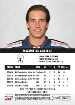 2018-19 Playercards (DEL) #DEL-029 Maximilian Adam Back