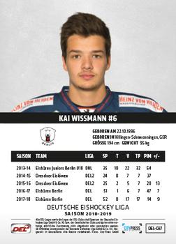 2018-19 Playercards (DEL) #DEL-037 Kai Wissmann Back