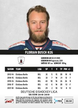 2018-19 Playercards (DEL) #DEL-041 Florian Busch Back