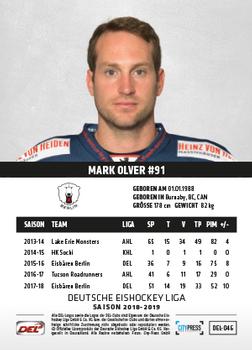 2018-19 Playercards (DEL) #DEL-046 Mark Olver Back