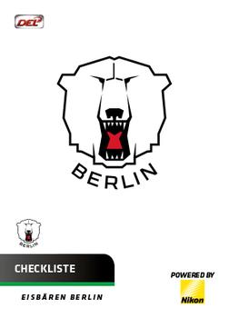 2018-19 Playercards (DEL) #DEL-055 Checkliste Eisbären Berlin Front