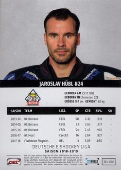2018-19 Playercards (DEL) #DEL-056 Jaroslav Hubl Back