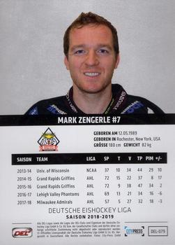 2018-19 Playercards (DEL) #DEL-079 Mark Zengerle Back