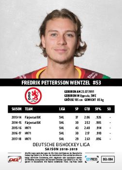2018-19 Playercards (DEL) #DEL-084 Fredrik Pettersson-Wentzel Back