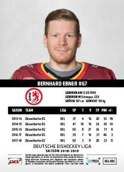 2018-19 Playercards (DEL) #DEL-085 Bernhard Ebner Back