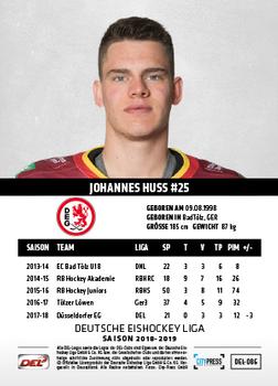 2018-19 Playercards (DEL) #DEL-086 Johannes Huss Back