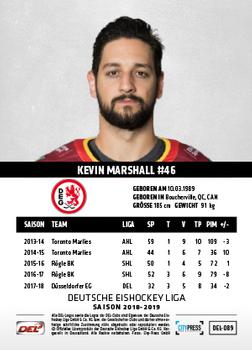 2018-19 Playercards (DEL) #DEL-089 Kevin Marshall Back