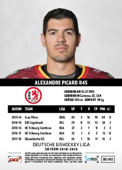 2018-19 Playercards (DEL) #DEL-092 Alexandre Picard Back