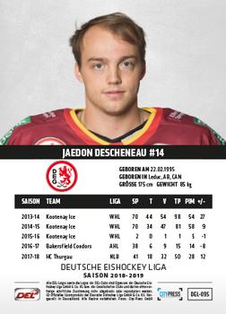 2018-19 Playercards (DEL) #DEL-095 Jaedon Descheneau Back