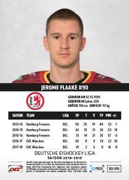 2018-19 Playercards (DEL) #DEL-096 Jerome Flaake Back