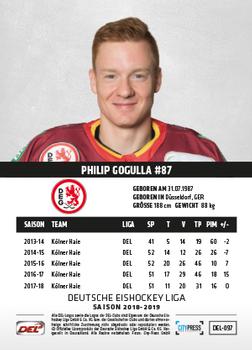 2018-19 Playercards (DEL) #DEL-097 Philip Gogulla Back