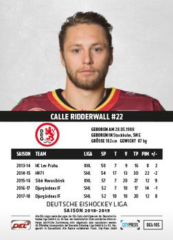 2018-19 Playercards (DEL) #DEL-105 Calle Ridderwall Back