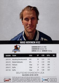 2018-19 Playercards (DEL) #DEL-136 Niko Hovinen Back