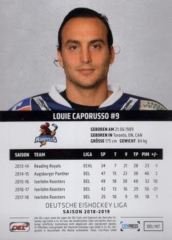 2018-19 Playercards (DEL) #DEL-147 Louie Caporusso Back