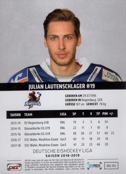 2018-19 Playercards (DEL) #DEL-152 Julian Lautenschlager Back